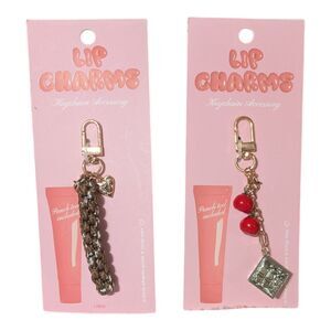 Lip Charm Keychain Accessories Set Chocolate Bar & Cherry Charms